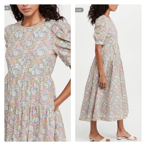 NWT EN SAISON x Revolve Floral Cotton Poplin Open Back Midi Dress Medium - Picture 2 of 9